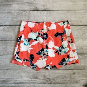 NWT Aqua Orange Floral Origami Asymmetical Skort